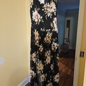 Women's Floral Rayon Party Split Maxi Romper Dress Long Summer Beach Sundress